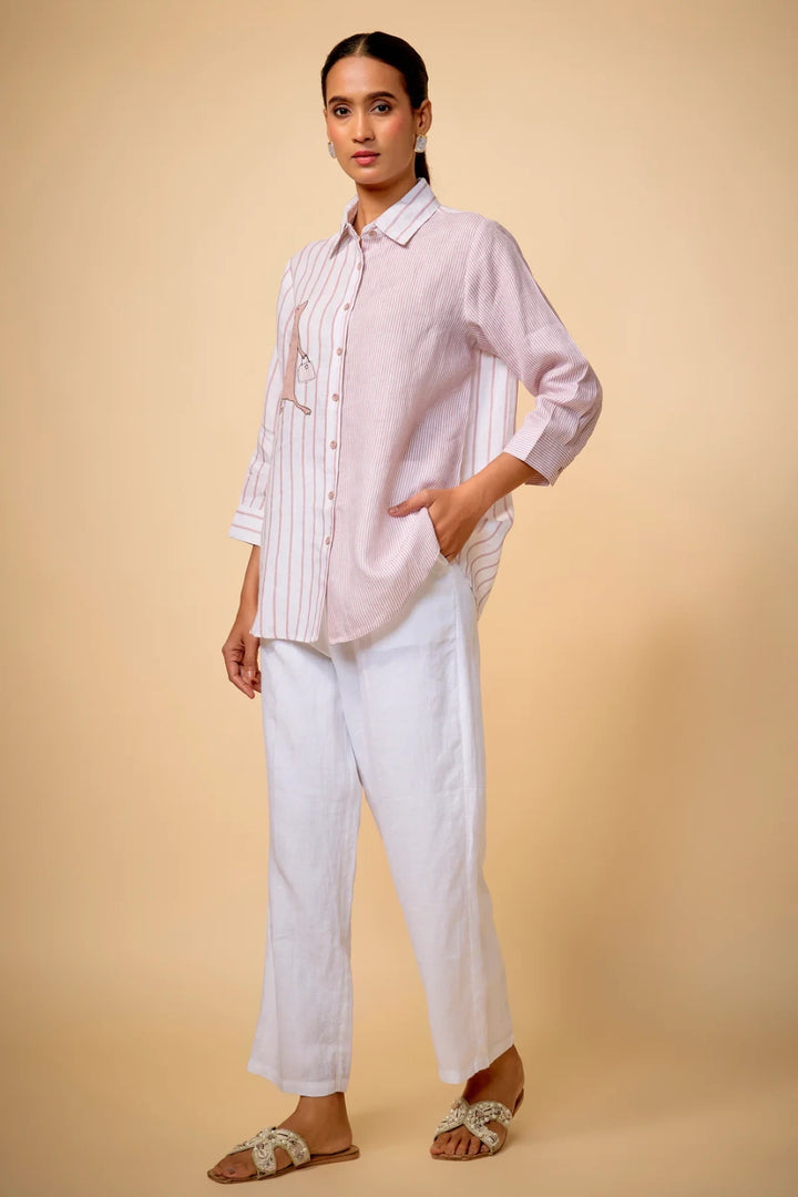 Pure Linen White Pants With Linning