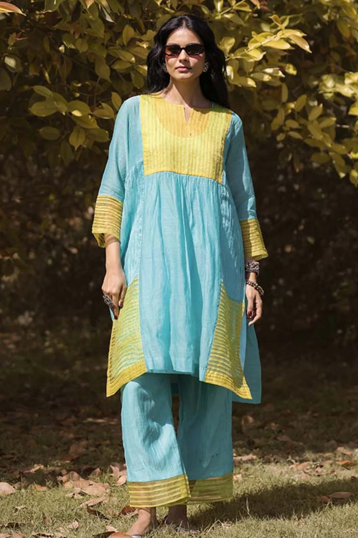 Sky Blue Pintek Co-ord Set