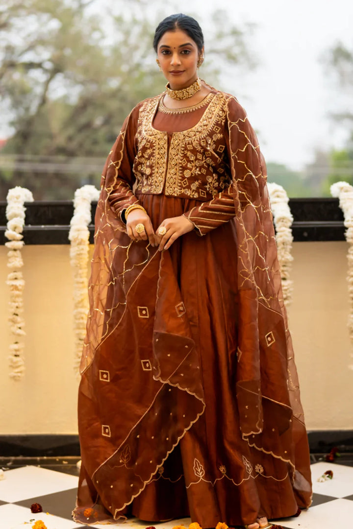 Brown anarkali set