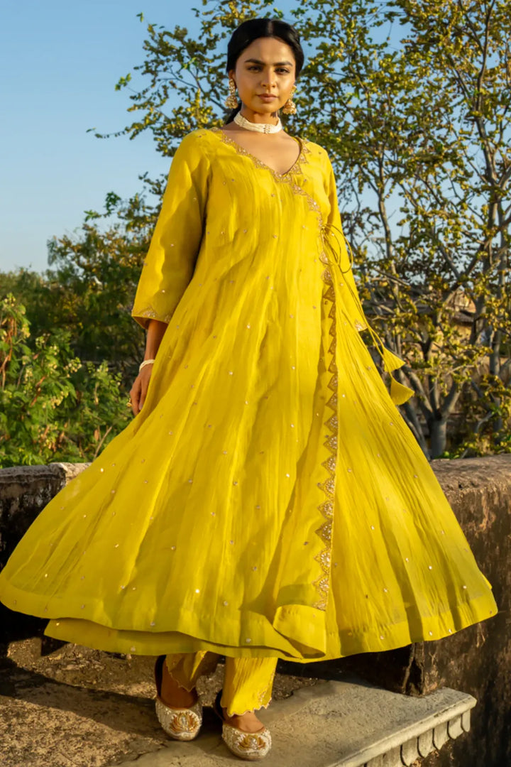 Mustard Yellow Angrakha Set