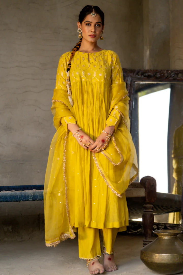 Mustard Yellow Anarkali Suit Set