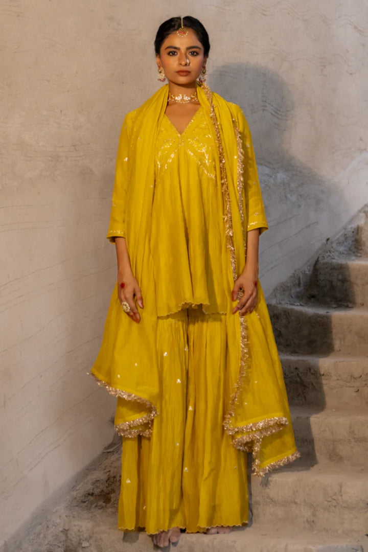 Neev Yellow Sharara Set
