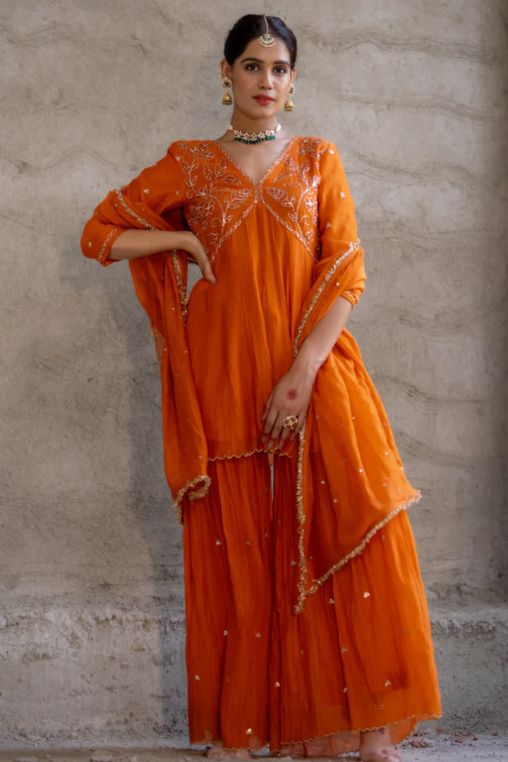 Neev Yellow Orange Sharara Set