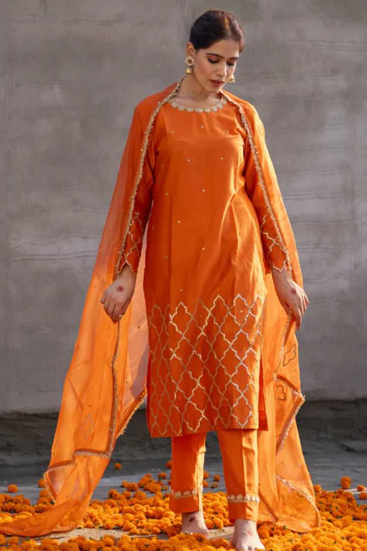 Rust Straight Kurta Set