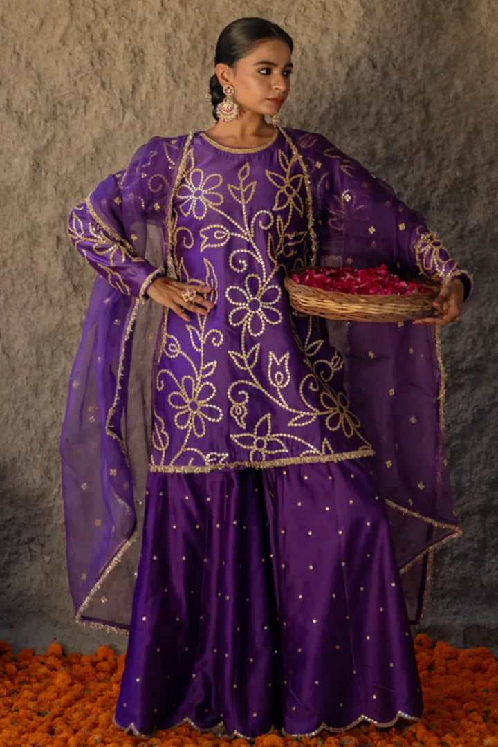 Neev Purple Green Sharara Set