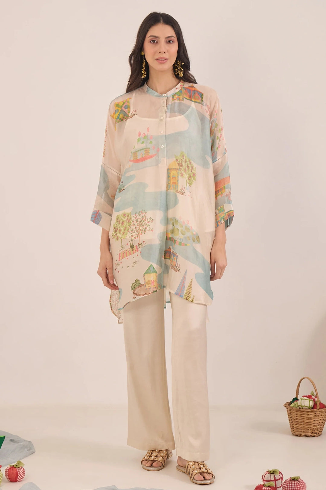 Safar: Silk Organza Kimono Co-ord Set