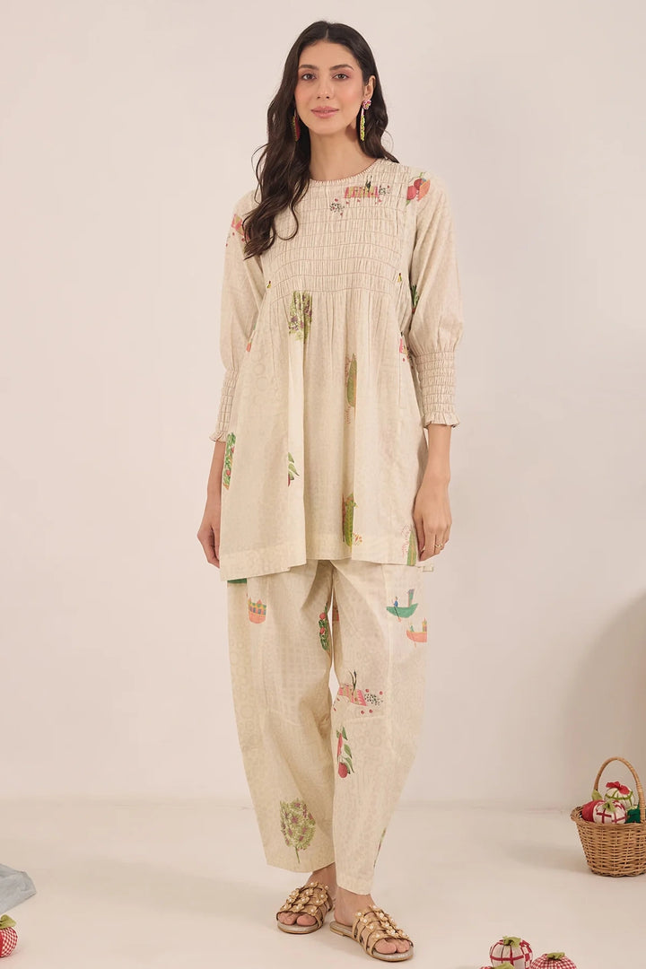 Gulposh: Smocking Cotton Co-ord Set