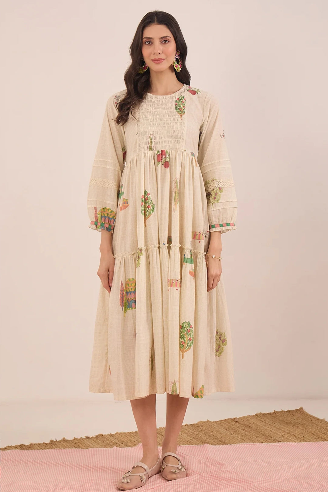 Gulposh: Cotton Smocking MIDI Dress