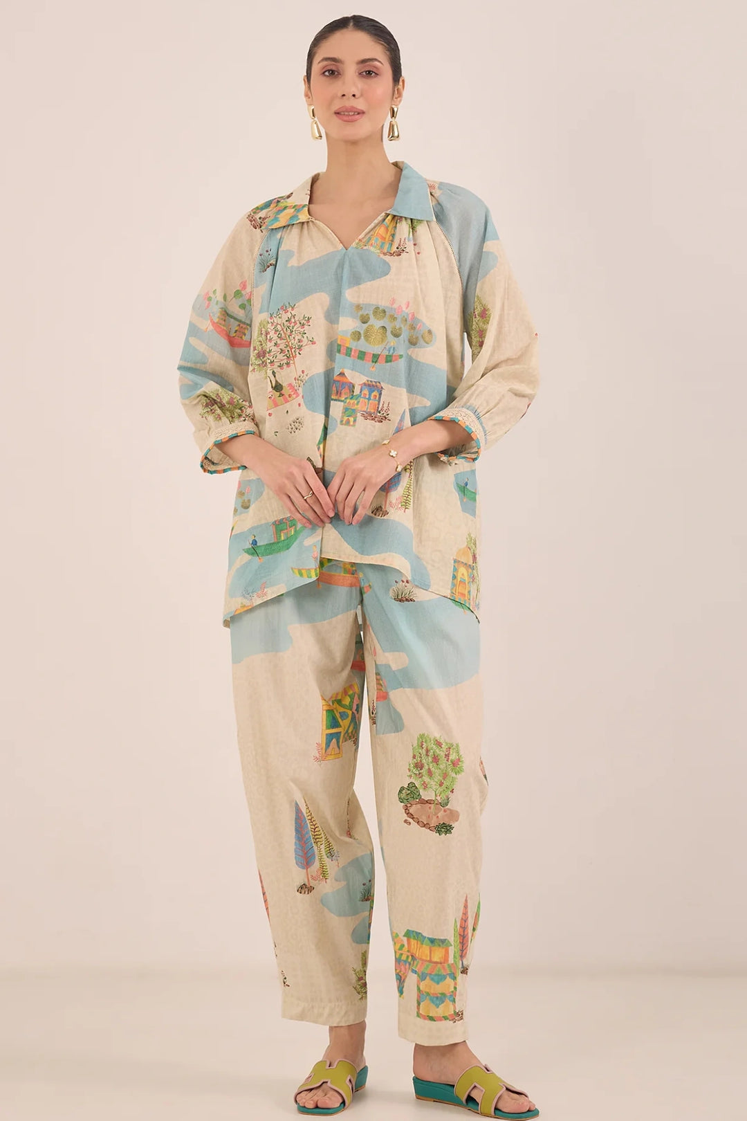 Safar: Cotton Raglan  Boat Pant Co-ord Set