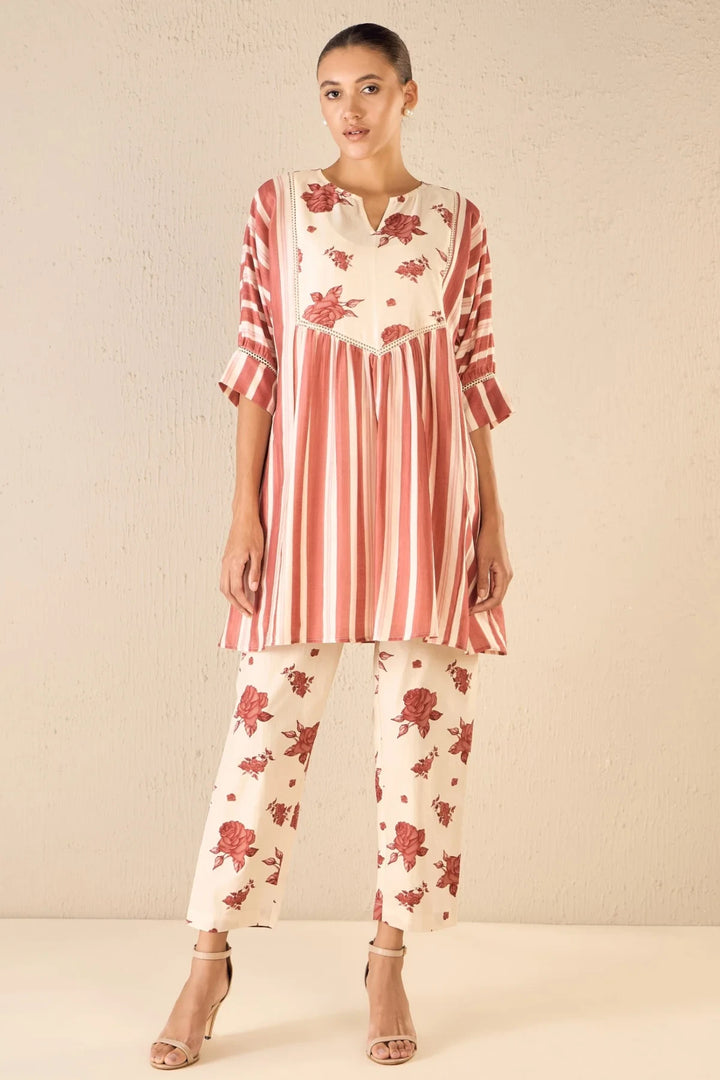 Vintage Rose: Red Stripe Cape Set