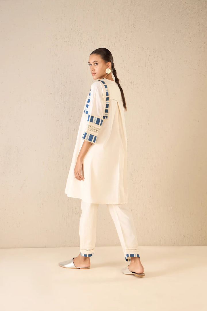 Meadow Stripes: Ivory Blue Stripe Cape Set