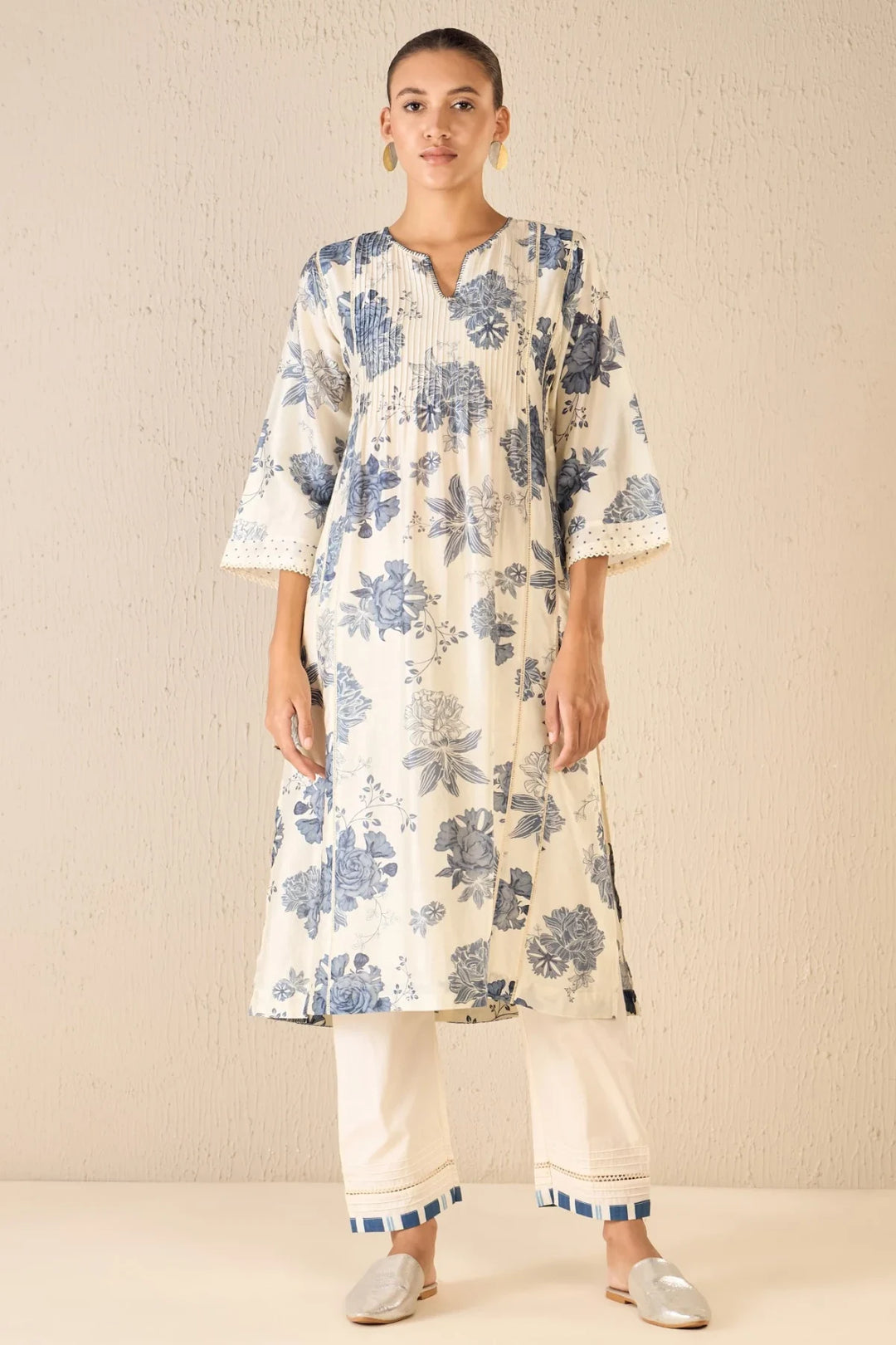 Floral Fantasy: Blue Floral Choga Set