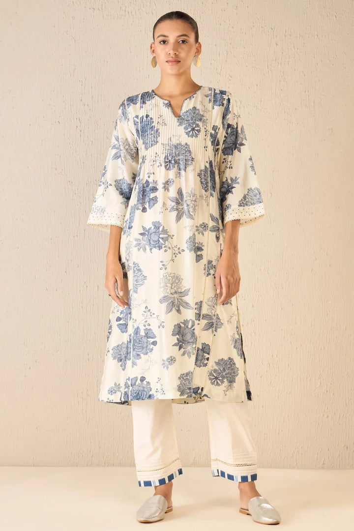 Floral Fantasy: Blue Floral Choga Set