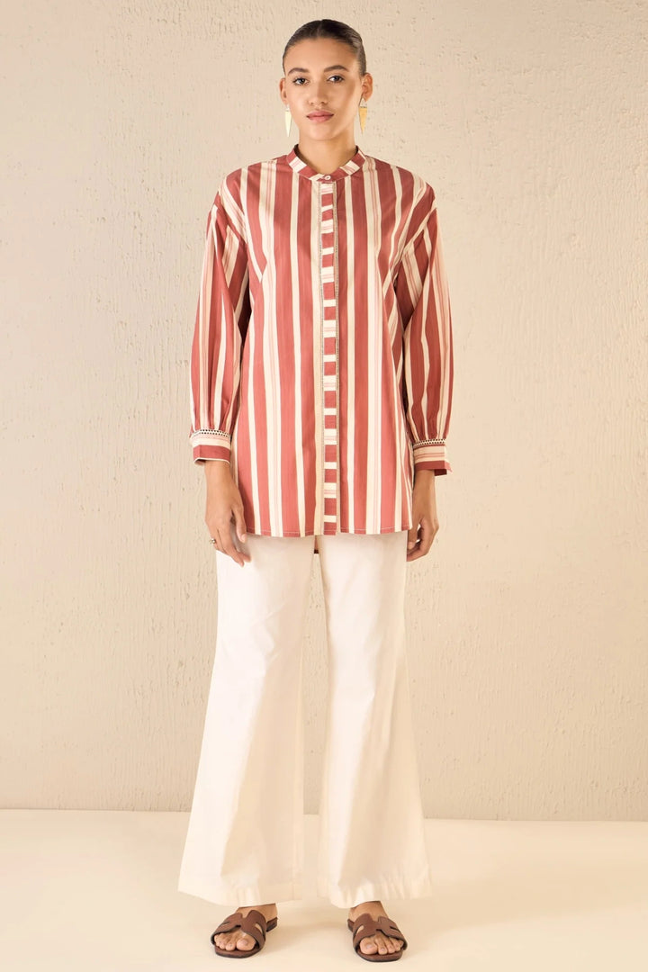 Meadow Stripes: Red Stripe Long Shirt Co-ord Set