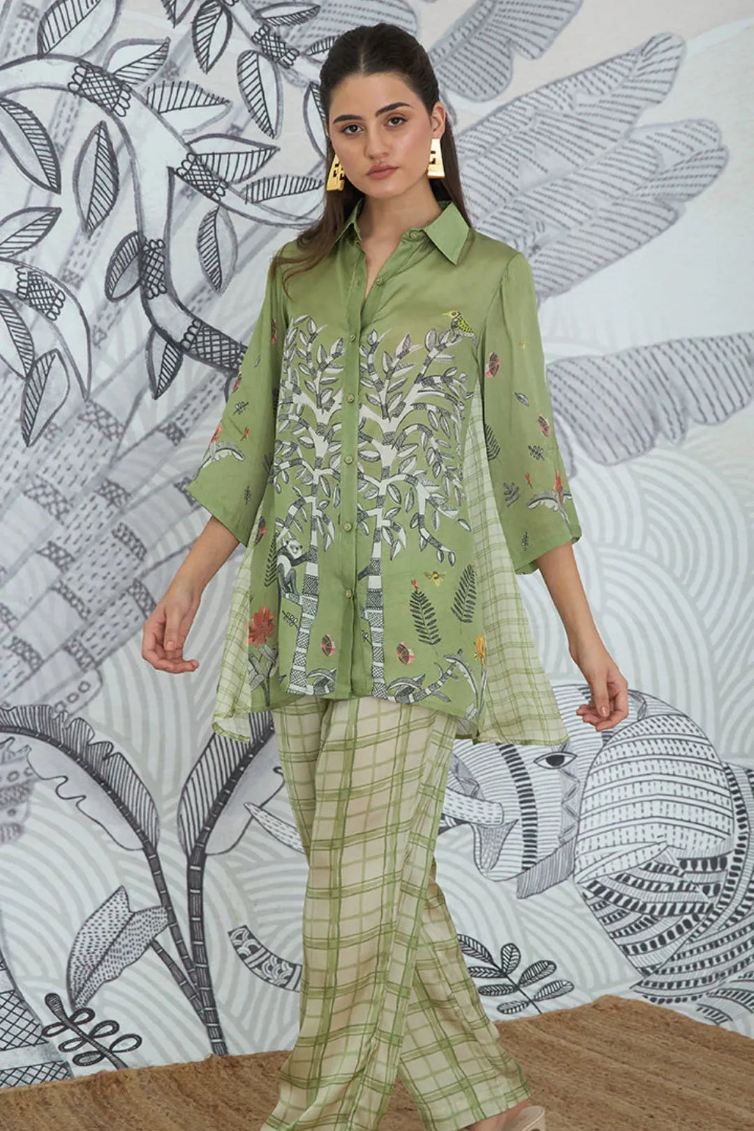 Asymmetrical Shirt With Pant