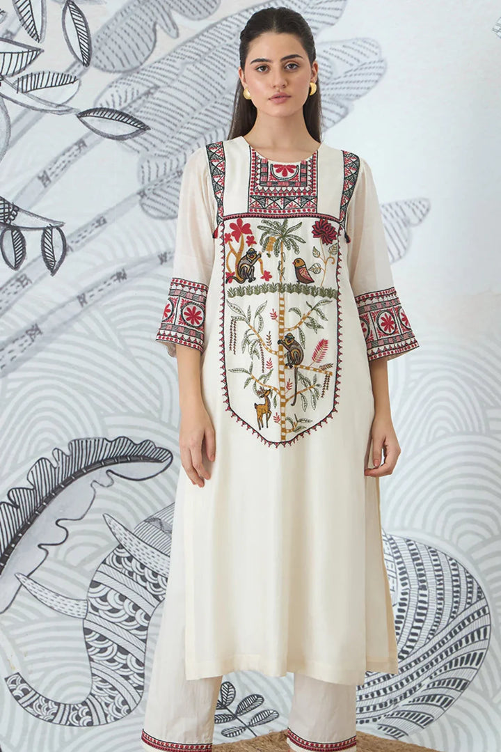 Ivory Embroidery Kurta Set