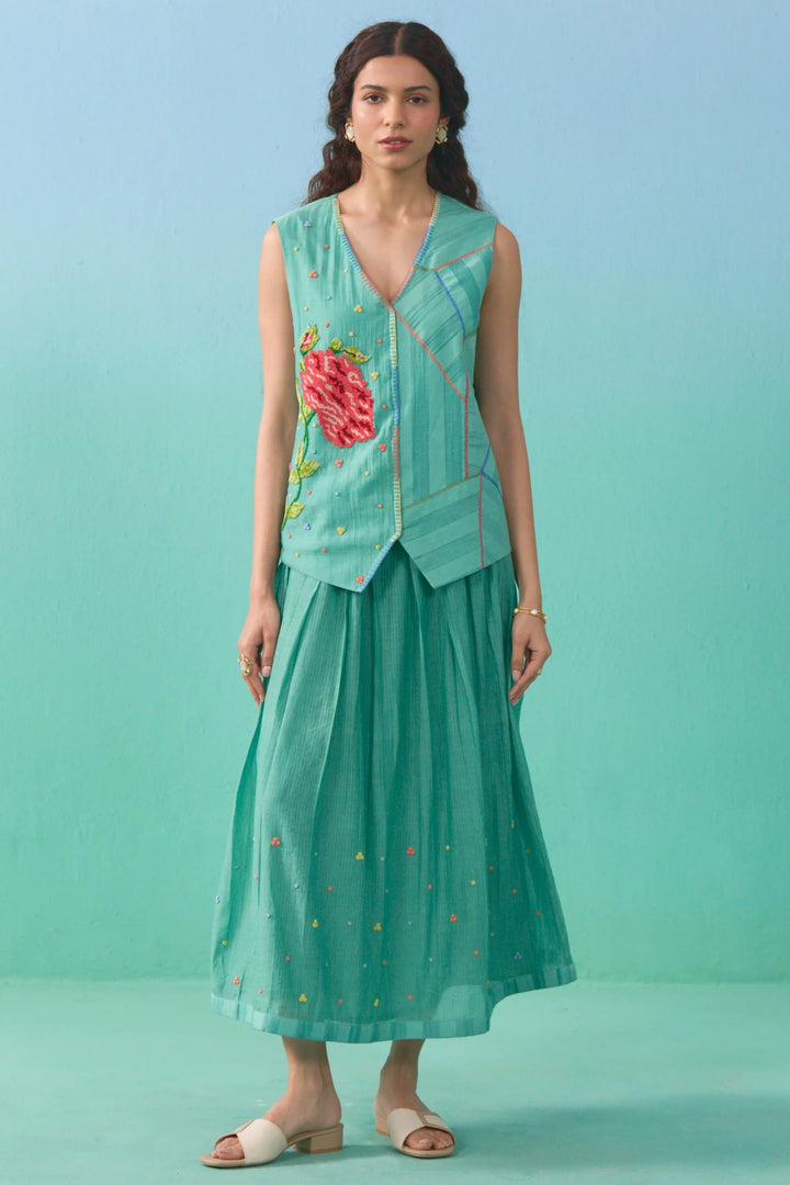 Floral Drift Vest Overlay Set