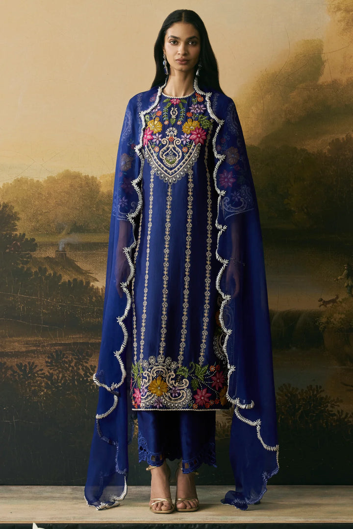 Cobalt Blue Beadwork Dupatta