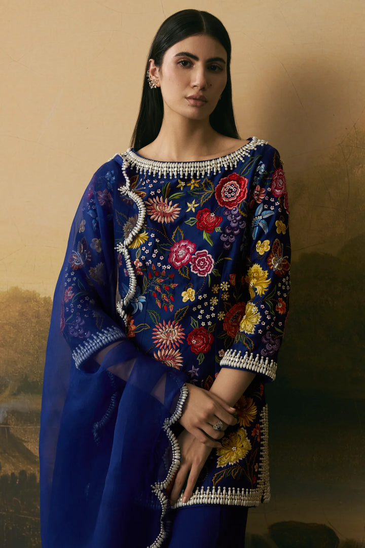 Cobalt Blue Beadwork Dupatta