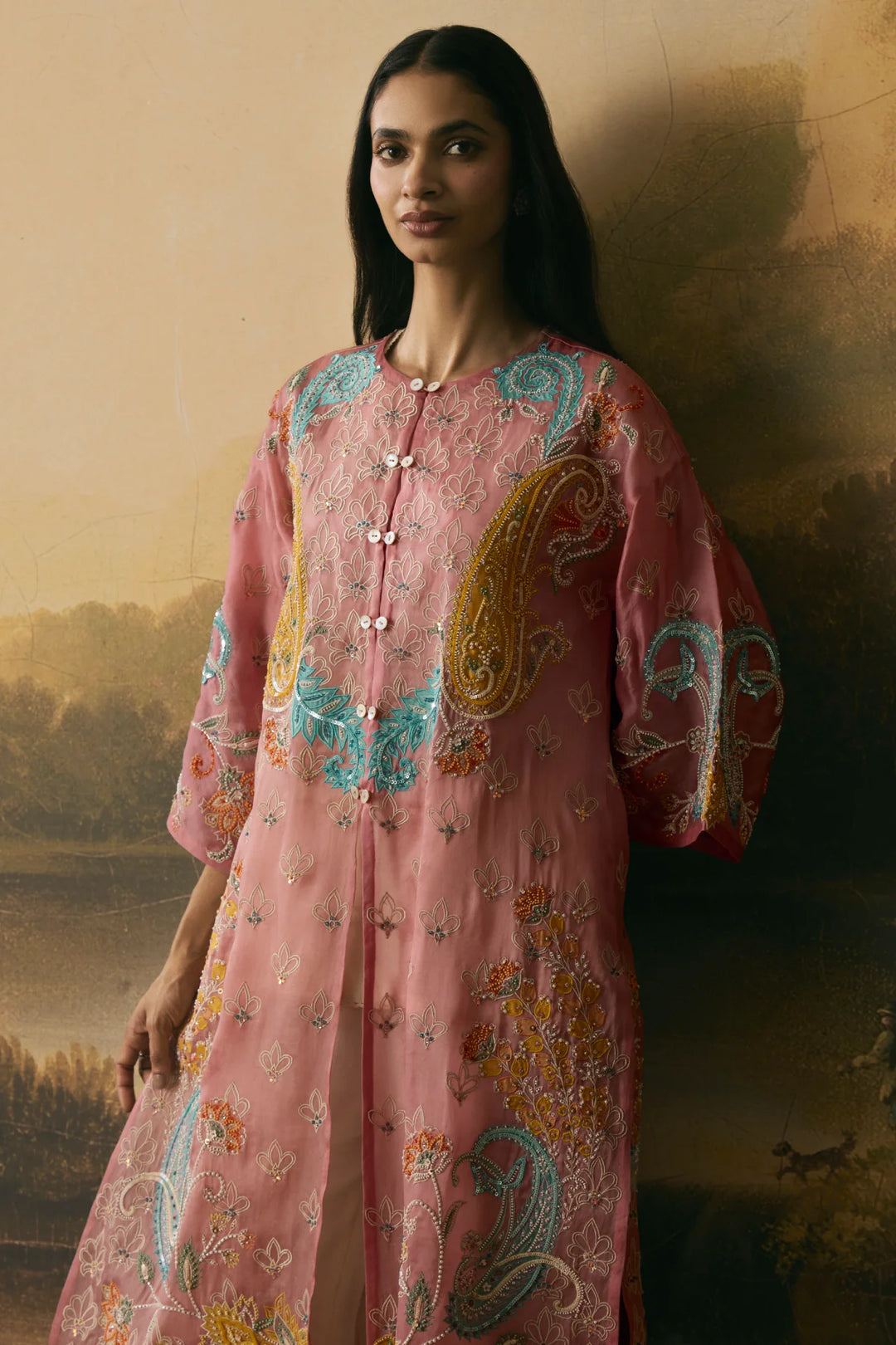 Pink Paisley Detail Jacket