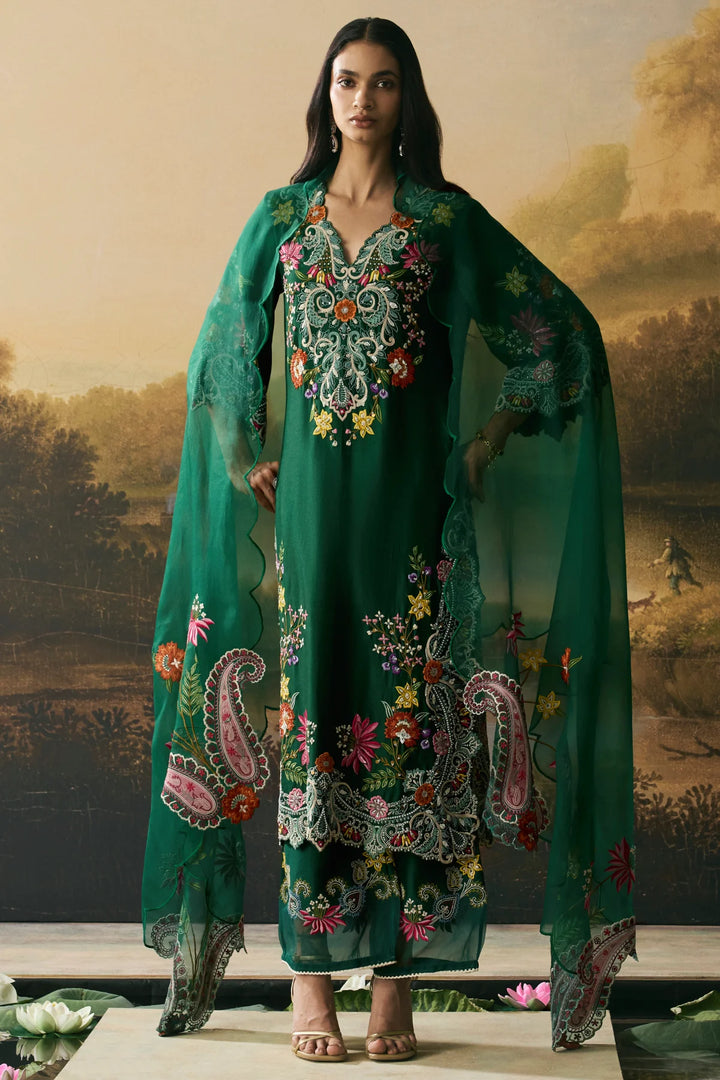 Emerald Green Paisley Dupatta