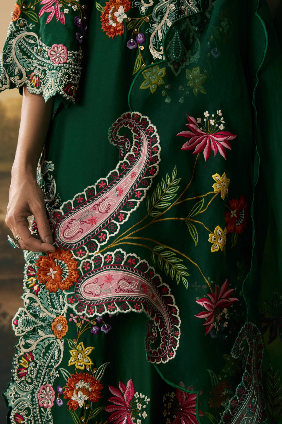 Emerald Green Paisley Dupatta
