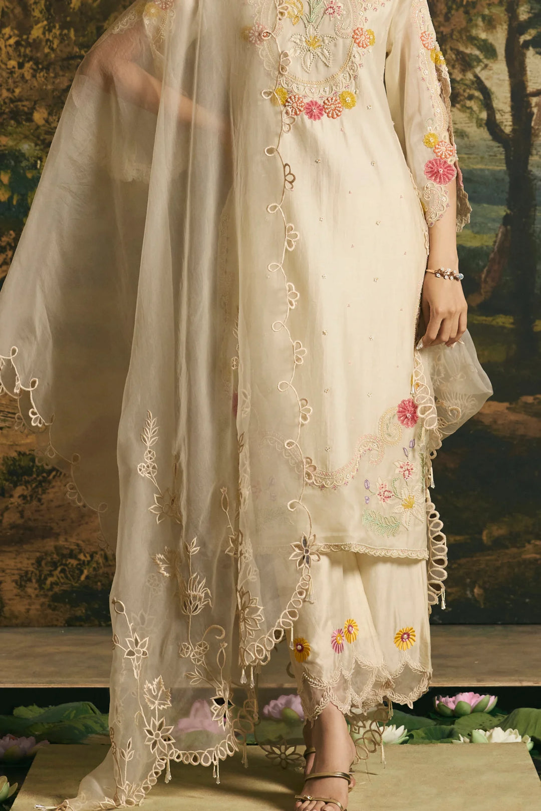 Ivory Cutwork Dupatta