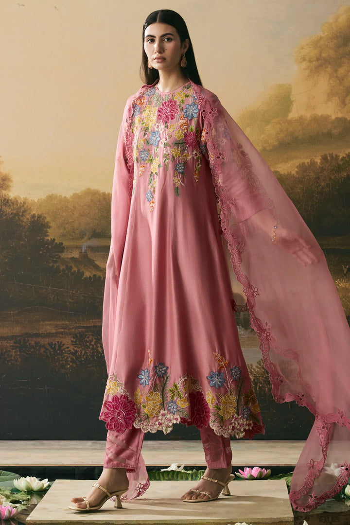 Pink Cutwork Dupatta
