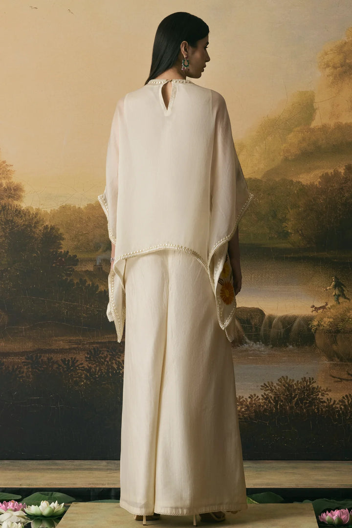 Ivory Floral Bloom Short Kaftan
