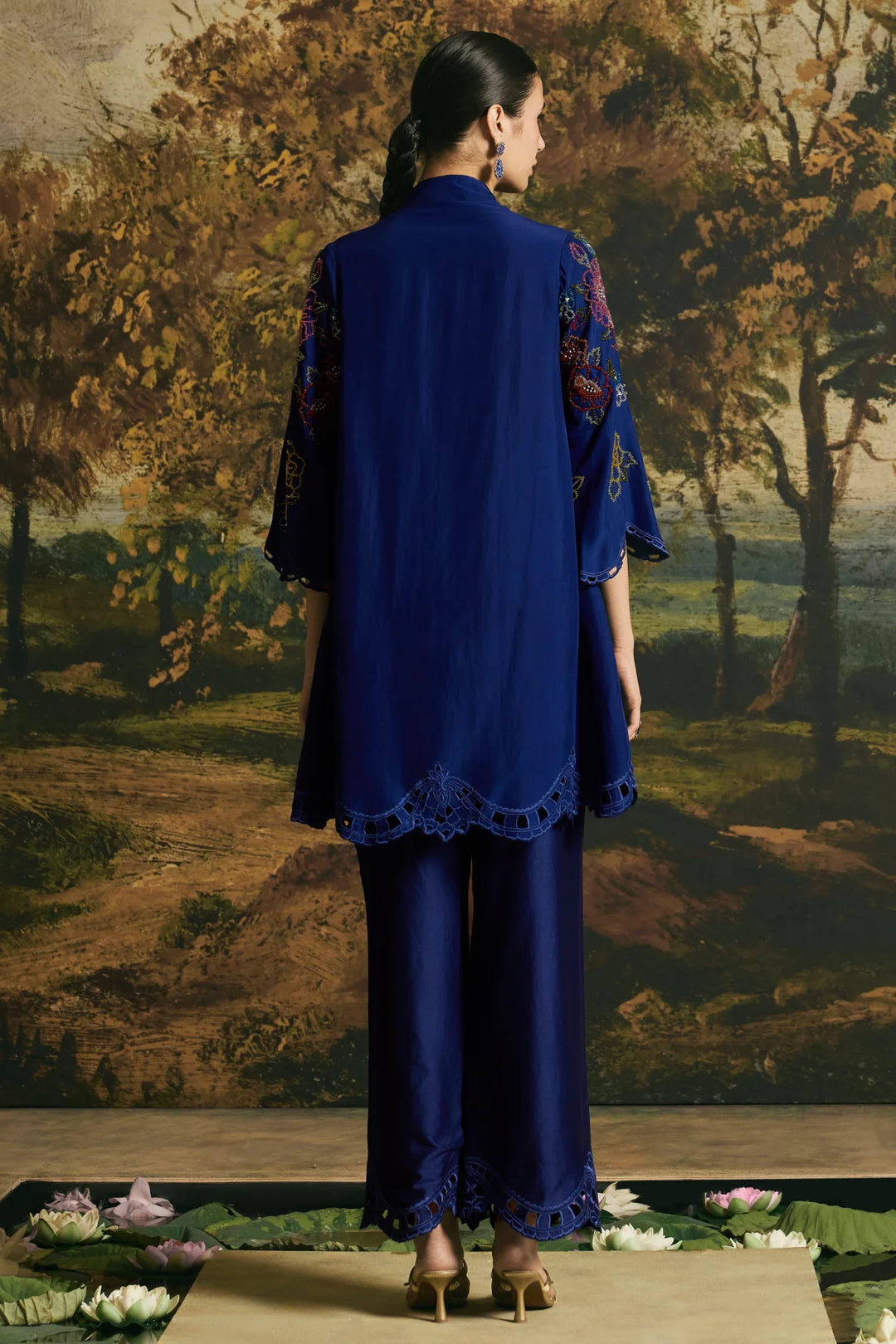 Cobalt Blue Blossom Tunic With Pants