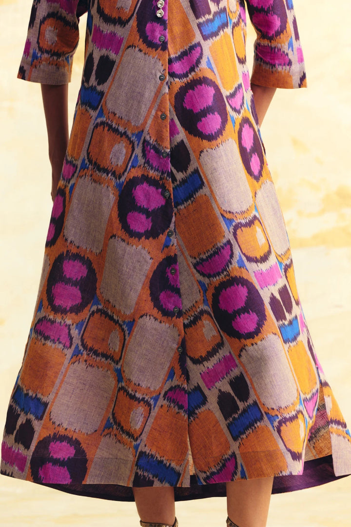 Transit Linen Bias Button Dress