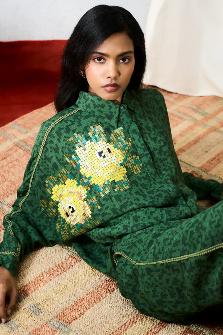 Elba Kimono Shirt Green