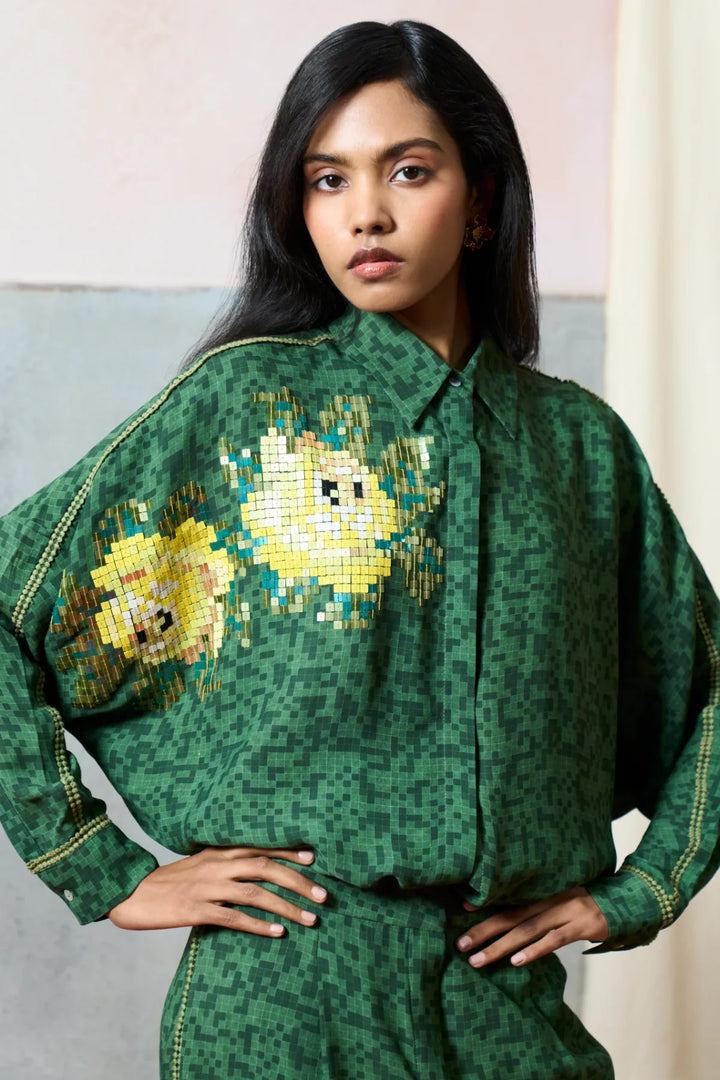 Elba Kimono Shirt Green