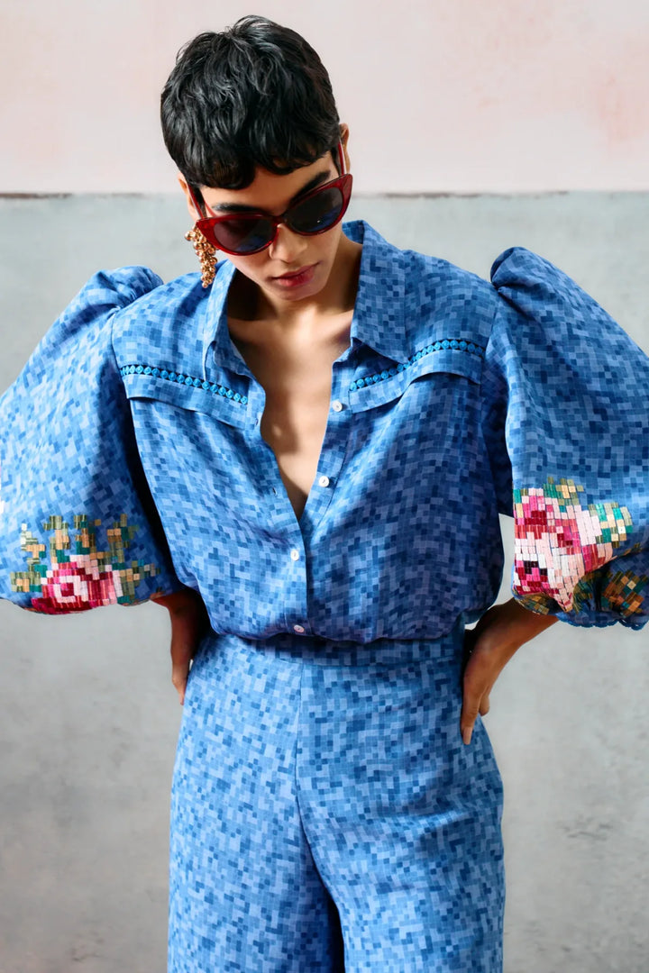 Capri Balloon Shirt Blue
