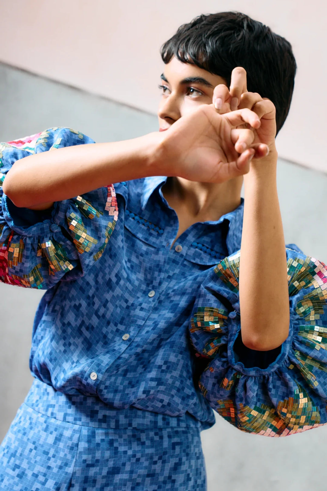 Capri Balloon Shirt Blue