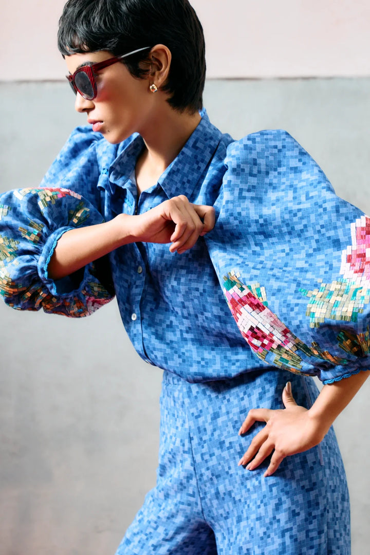 Capri Balloon Shirt Blue