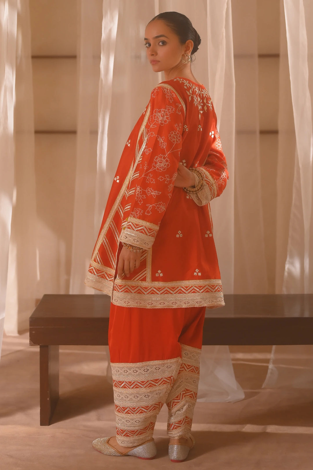 Rust Short Kurta Set