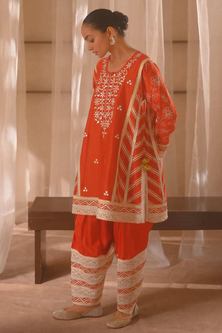 Rust Short Kurta Set