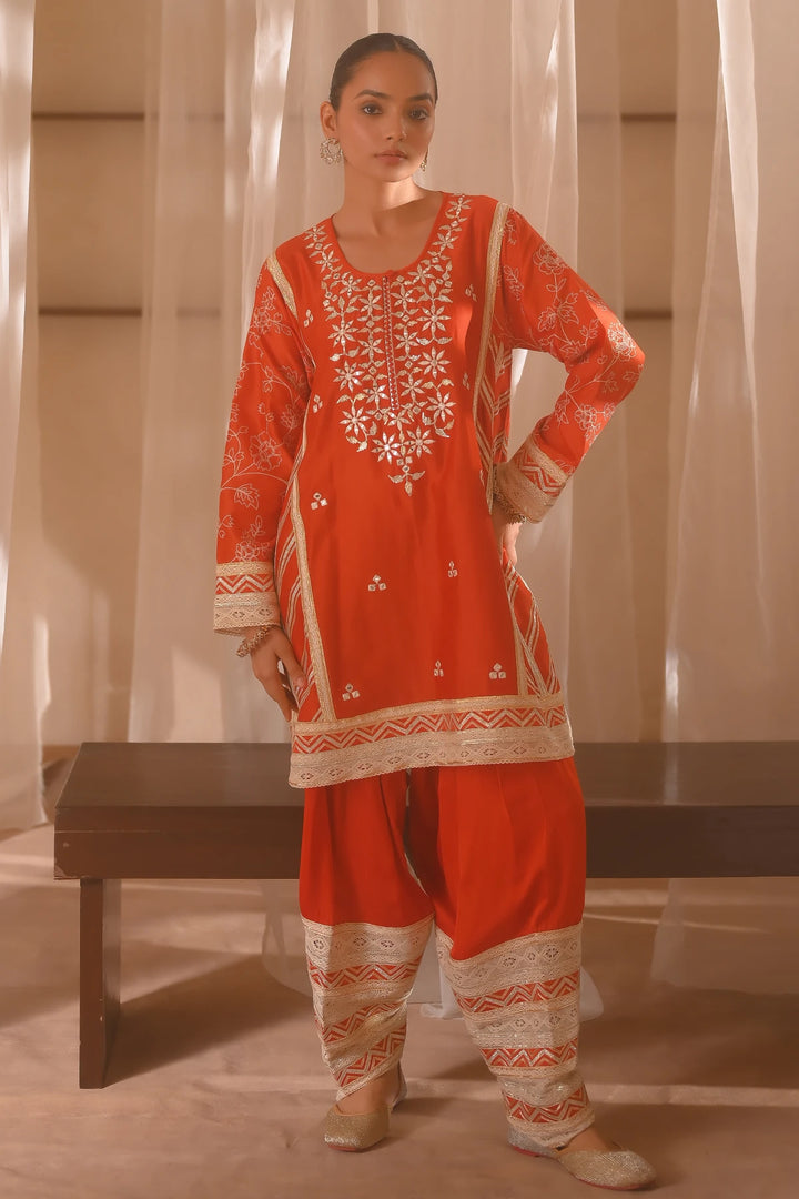 Rust Short Kurta Set