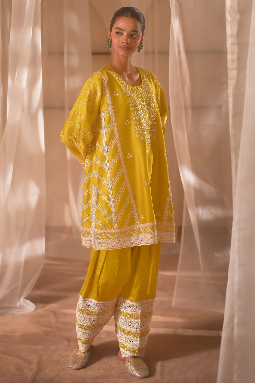 Mustard Short Kurta Set