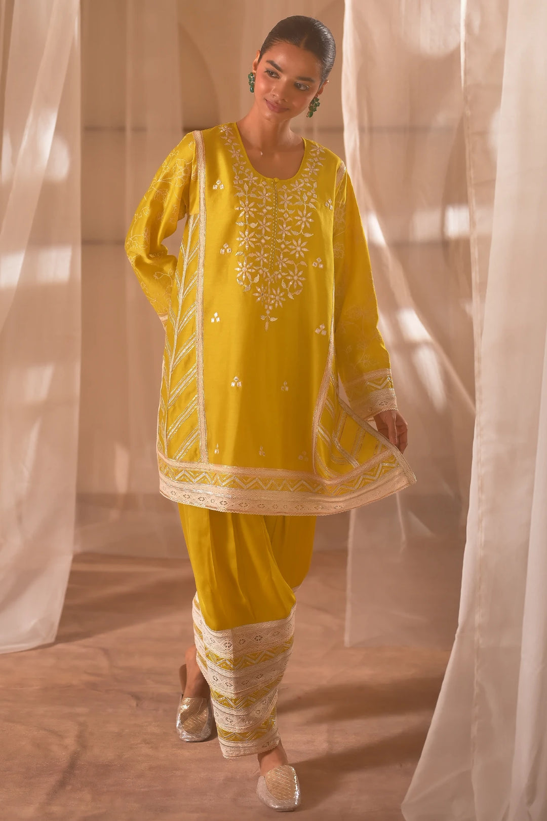 Mustard Short Kurta Set