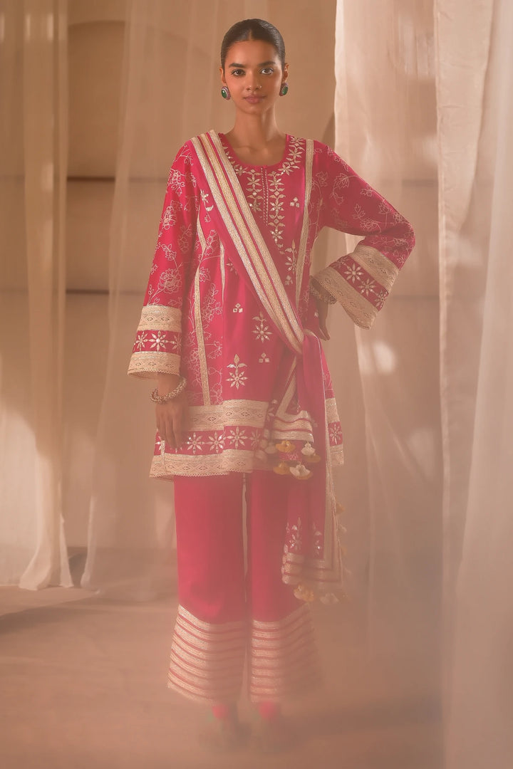 Pink Short Kurta Set
