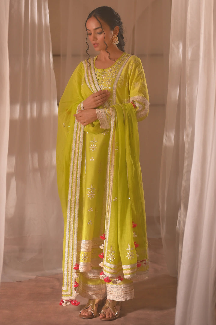 Parrot Green Long Kurta Set