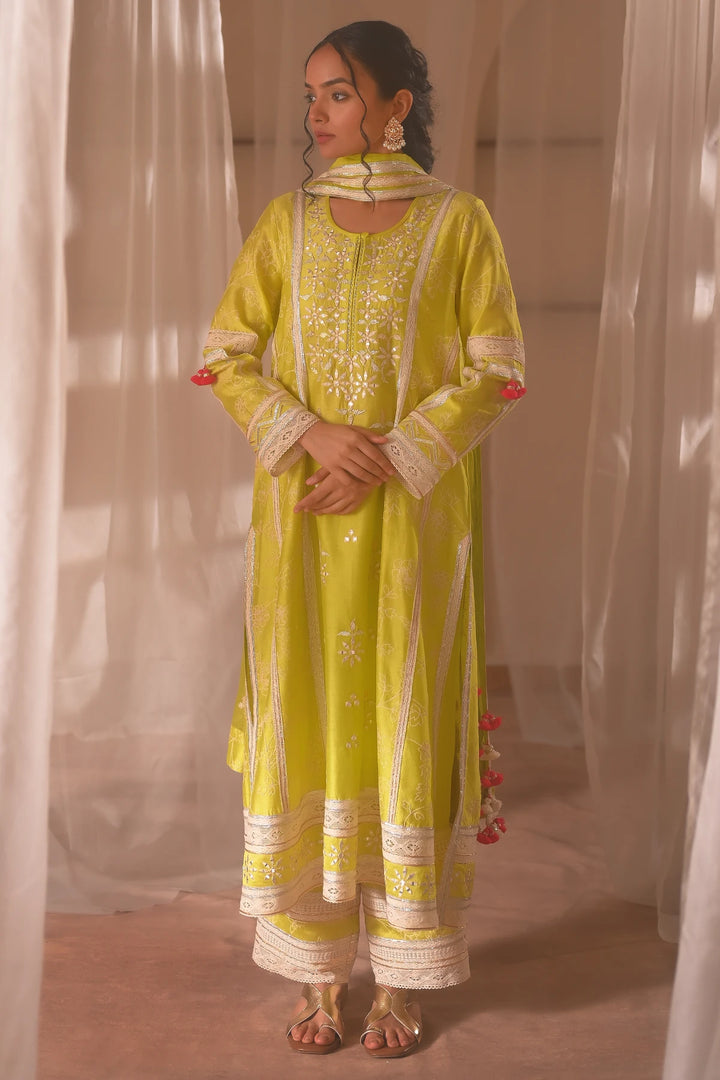 Parrot Green Long Kurta Set