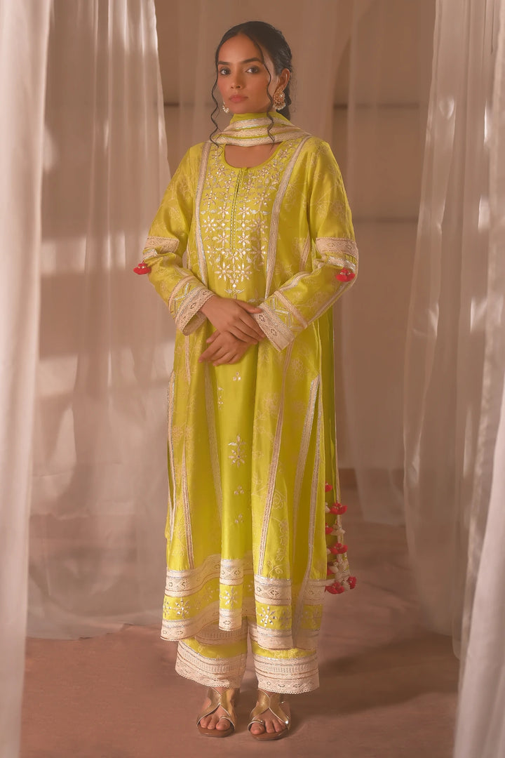 Parrot Green Long Kurta Set