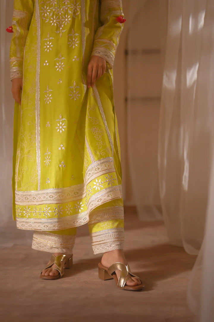 Parrot Green Long Kurta Set