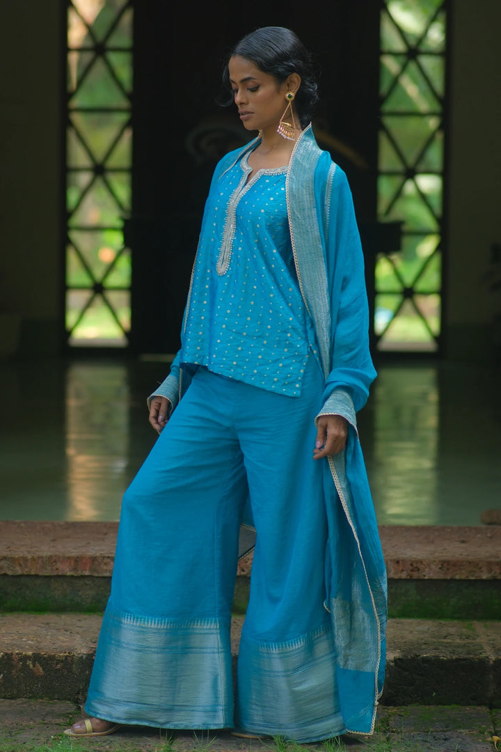 Brocade croptop W palazzo & dupatta