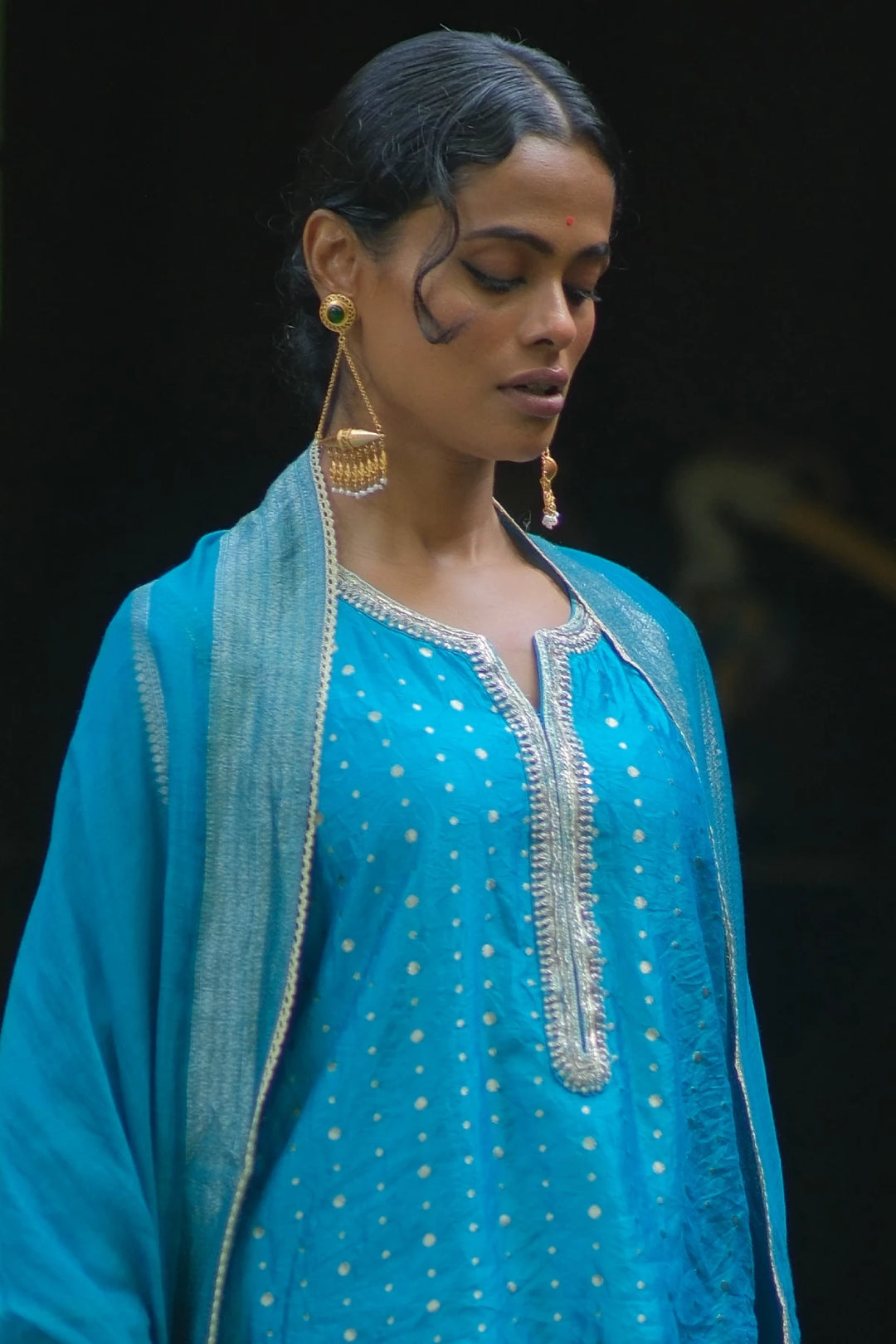 Brocade croptop W palazzo & dupatta