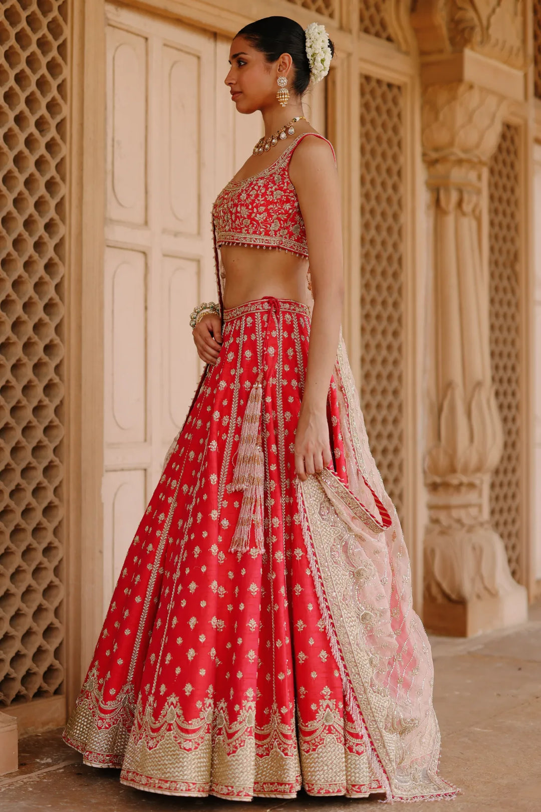 Noorbano - Hot Pink Lehenga Set with Blouse & Dupatta