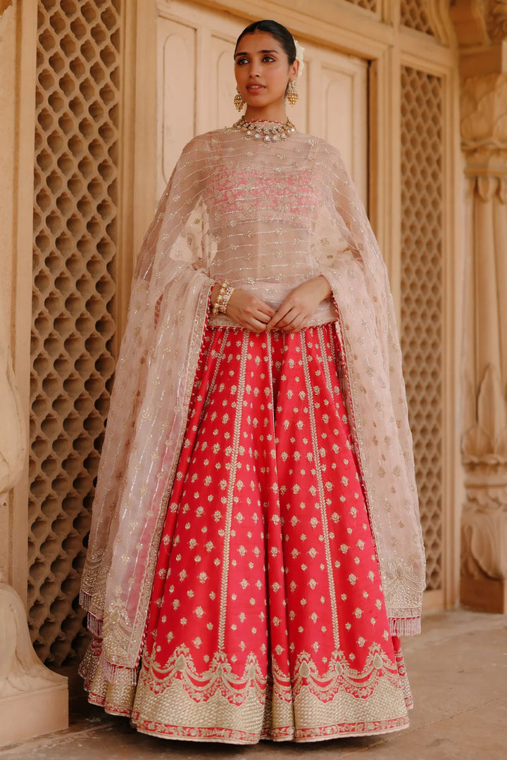 Noorbano - Hot Pink Lehenga Set with Blouse & Dupatta